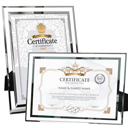 Dohomi 2pack Silber A4 Bilderrahmen Zertifikatsrahmen Glas Diplom Abschluss Fotoständer Für Tischplatte oder Wand von Dohomi