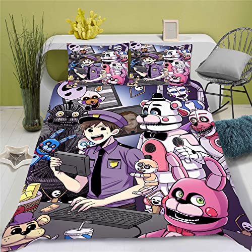 Doiicoon Five Nights at Freddy's Bettwäsche-Set, Anime Kinderbettwäsche 3D-Digitaldruck Polyester, Allgemein Für Erwachsene Und Kinder (10,135 x 200 cm-Einzelbett) von Doiicoon