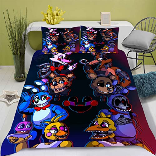 Doiicoon Five Nights at Freddy's Bettwäsche-Set, Anime Kinderbettwäsche 3D-Digitaldruck Polyester, Allgemein Für Erwachsene Und Kinder (11,135 x 200 cm-Einzelbett) von Doiicoon