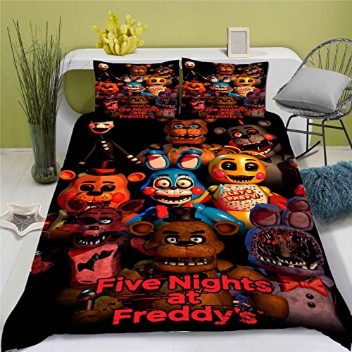 Doiicoon Five Nights at Freddy's Bettwäsche-Set, Anime Kinderbettwäsche 3D-Digitaldruck Polyester, Allgemein Für Erwachsene Und Kinder (18,135 x 200 cm-Einzelbett) von Doiicoon