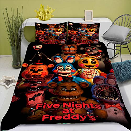 Doiicoon Five Nights at Freddy's Bettwäsche-Set, Anime Kinderbettwäsche 3D-Digitaldruck Polyester, Allgemein Für Erwachsene Und Kinder (18,140x 210 cm-Einzelbett) von Doiicoon