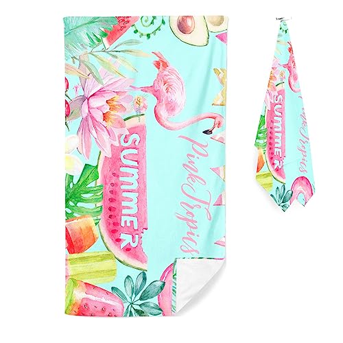 Doiicoon Flamingo Strandtücher - Flamingo Strandtuch XXL Strandhandtuch Flamingo bunt rosa Badetuch Mädchen Handtuch Strandlaken Mikrofaser Handtücher Für Wander (60 x 120 cm,9) von Doiicoon