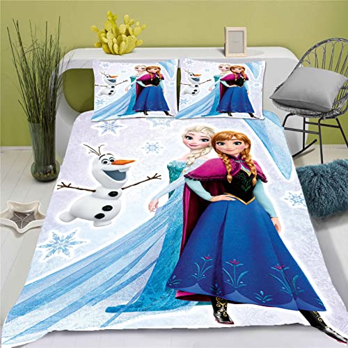 Doiicoon Frozen Bettwäsche Kinder, ELSA Bettwäsche 135x200, Bettwäsche 135x200 Kinderbett Mädchen, Anna Und ELSA Bettwäsche (10,135 x 200 cm) von Doiicoon