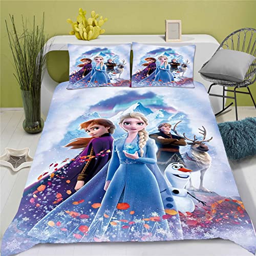 Doiicoon Frozen Bettwäsche Kinder, ELSA Bettwäsche 135x200, Bettwäsche 135x200 Kinderbett Mädchen, Anna Und ELSA Bettwäsche (3,135 x 200 cm) von Doiicoon