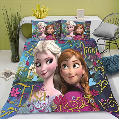 Doiicoon Frozen Bettwäsche Kinder, ELSA Bettwäsche 135x200, Bettwäsche 135x200 Kinderbett Mädchen, Anna Und ELSA Bettwäsche (6,135 x 200 cm) von Doiicoon