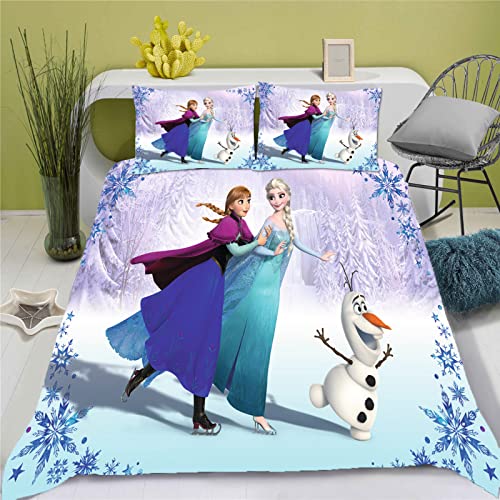 Doiicoon Frozen Bettwäsche Kinder, ELSA Bettwäsche 135x200, Bettwäsche 135x200 Kinderbett Mädchen, Anna Und ELSA Bettwäsche (9,135 x 200 cm) von Doiicoon