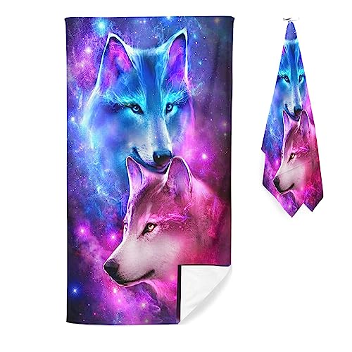 Doiicoon Mikrofaser Handtücher - Strandtuch 90x180 cm Wolf Badetuch Strandlaken Wölfe Badetuch groß 100x200 Strandhandtuch Mikrofaser Handtücher 50x100cm für Wander (100 x 200 cm,7) von Doiicoon