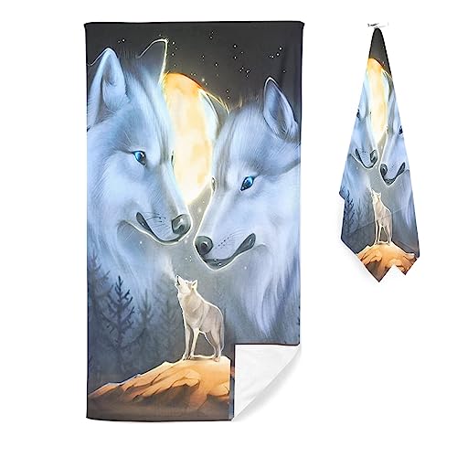 Doiicoon Mikrofaser Handtücher - Strandtuch 90x180 cm Wolf Badetuch Strandlaken Wölfe Badetuch groß 100x200 Strandhandtuch Mikrofaser Handtücher 50x100cm für Wander (50 x 100 cm,16) von Doiicoon