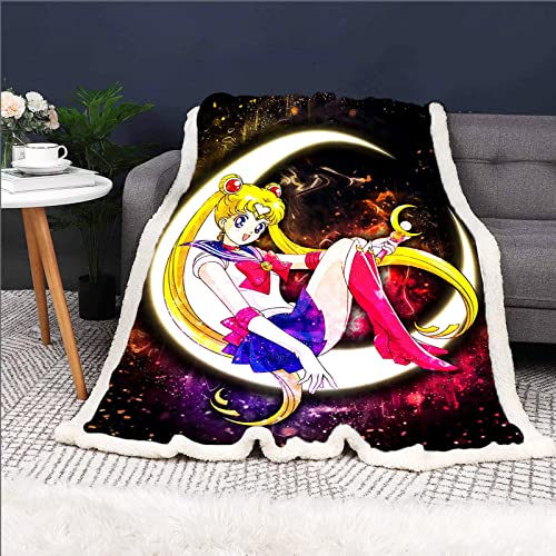 Doiicoon Sailor Moon Kuscheldecke 150x200 Anime Cute Moon Decke Kinder Sanft Flanelldecke Weich Fleecedecke Sofadecken Mikrofaser (17,150 x 200 cm) von Doiicoon