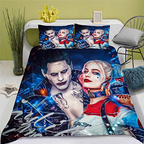 Doiicoon Harley Quinn Bettwäsche, Clown Girl Harley Quinn Bettwäsche-Set Für Jugendliche, Joker Harley Quinn Bettwäsche 135x200 (10,135 x 200 cm) von Doiicoon