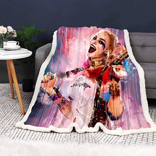 Doiicoon Anime Decken, Clown Girl Harley Quinn Kuscheldecke Flanelldecke Decke, Joker Harley Quinn Decke 130x150 cm Sofadecken 150 x 200 cm (15,100 x 140 cm) von Doiicoon