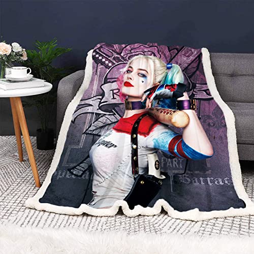 Doiicoon Anime Decken, Clown Girl Harley Quinn Kuscheldecke Flanelldecke Decke, Joker Harley Quinn Decke 130x150 cm Sofadecken 150 x 200 cm (5,150 x 200 cm) von Doiicoon