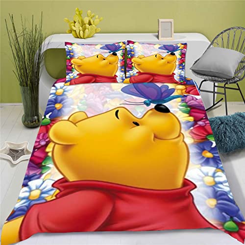 Doiicoon Winnie The Pooh Bettwäsche Kinderbettbezug Microfibre 3D-Digitaldruck,mit Bettwäsche Mit Reißverschluss (9,135 x 200 cm) von Doiicoon