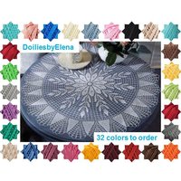 Häkeldeckchen 33" - Großes Deckchen Wohndeko Weißes Handgemachte Tischdecke von DoiliesbyElena
