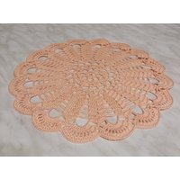 Pfirsichfarbenes Häkeldeckchen - Wohndeko Weißes Handgemachte Tischdecke von DoiliesbyElena