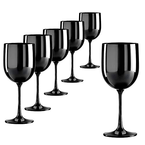 Doimoflair Weinglas aus Kunststoff Weinbecher Plastik Weißweinglas Rotweinglas Schwarz 48 cl. Set 6 Stück von DoimoFlair