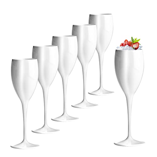 Doimoflair Sektglas aus Kunststoff Bruchsicher Sektkelch Plastik Weiß 17 cl. Set 6 Stück von DoimoFlair