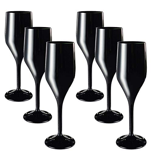 Doimoflair Sektglas aus Kunststoff Bruchsicher Sektkelch Plastik Schwarz 16 cl. Set 6 Stück von Doimoflair