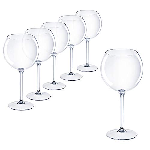 Doimoflair Ballon Gin Tonic Glas Weinglas aus Kunststoff bruchsicher Cocktailglas Plastik Transparent 62 cl. Set 6 Stück von Doimoflair