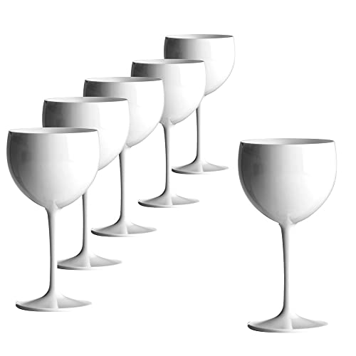 Doimoflair Ballonglas Weinglas aus Kunststoff Weinbecher Plastik Rotweinglas Weiß 40 cl. Set 6 Stück von Doimoflair