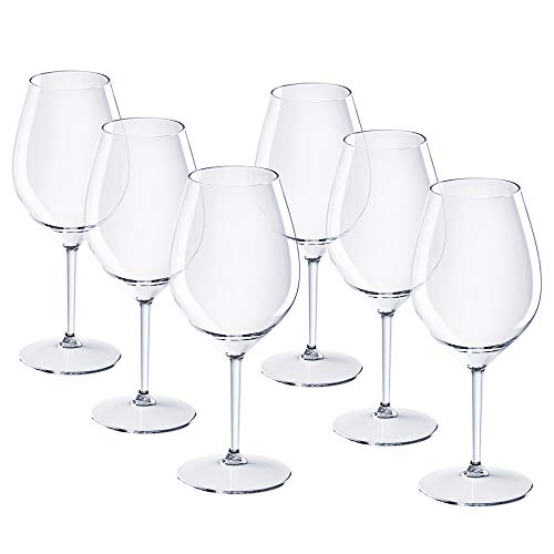 DoimoFlair Weingläser aus Kunststoff bruchsicher Weinbecher Sektgläser Plastik Transparent 51 cl. Set 6 Stück von DoimoFlair