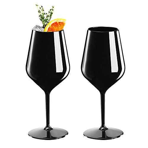 Doimoflair Weingläser aus Kunststoff bruchsicher Weinbecher Sektgläser Plastik Schwarz 47 cl. Set 2 Stück von Doimoflair