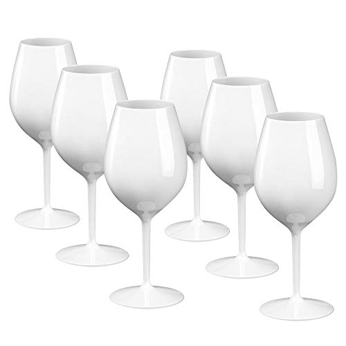 Doimoflair Weingläser aus Kunststoff bruchsicher Weinbecher Sektgläser Plastik Weiß 51 cl. Set 6 Stück von Doimoflair