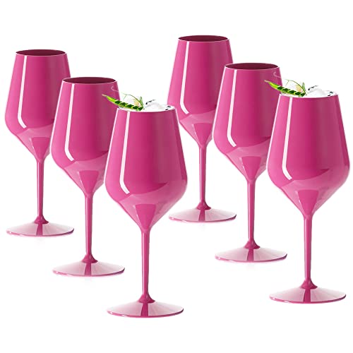 Doimoflair Weingläser aus Kunststoff bruchsicher Weinbecher Sektgläser Plastik 47 cl. (Pink) von Doimoflair