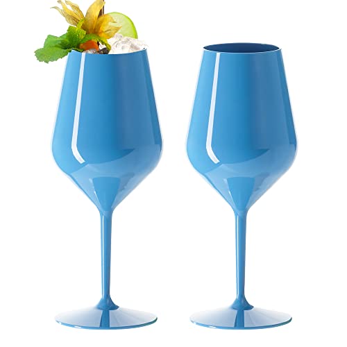 Doimoflair Weingläser aus Kunststoff bruchsicher Weinbecher Sektgläser Plastik 47 cl. (Blau) von DoimoFlair
