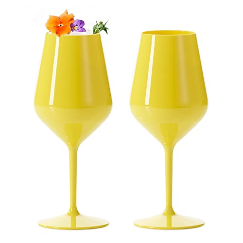 DoimoFlair Weingläser aus Kunststoff bruchsicher Weinbecher Sektgläser Plastik Gelb 47 cl. von DoimoFlair