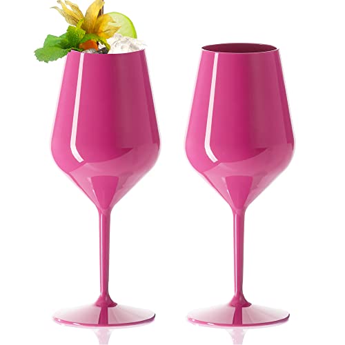 Doimoflair Weingläser aus Kunststoff bruchsicher Weinbecher Sektgläser Plastik Pink 47 cl. von Doimoflair