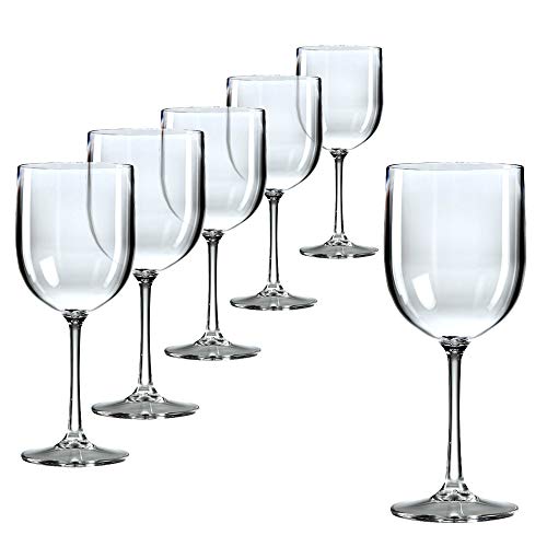 DoimoFlair Weinglas aus Kunststoff Weinbecher Plastik Weißweinglas Rotweinglas Transparent 48 cl. Set 6 Stück von DoimoFlair