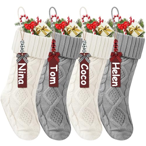 Doitory Weihnachtsstrümpfe, 45,7 cm, lange Stricksocken mit Namensschildern, Weihnachtsdekoration zum Aufhängen, Kamin, Weihnachtsbaumstrumpf, Ornamente für Familie Doitory Weihnachtsstrümpfe, 45,7 cm, lange Stricksocken mit Namensschildern, Weihnachtsdekoration zum Aufhängen, Kamin, Weihnachtsbaumstrumpf, Ornamente für Familie von Doitory