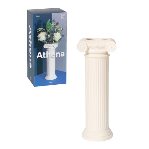 DOIY - Moderne Dekovase - Athena-Design in Form Einer ionischen Säule - Hergestellt aus Keramik - Vase für Blumen - Dekovase - Weiß - 9x8x25cm von Doiy