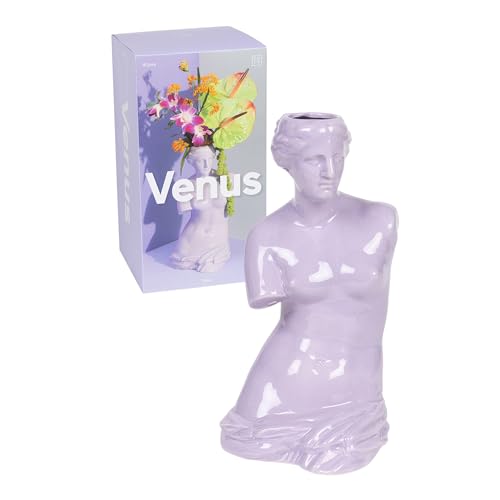 DOIY - Moderne dekorative Vase - Design in Form der griechischen Göttin Venus - Hergestellt aus Keramik - Blumenvase - Dekorativer Blumenhalter - Lila - 16x16x31 cm von Doiy