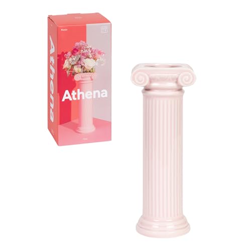 DOIY - Modernes dekoratives Vasen - Athena-Design in Form Einer ionischen Säule - Hergestellt aus Keramik - Blumenvase - Dekorativer Blumenhalter - Rosa Farbe - 9,2x8x25 cm von Doiy