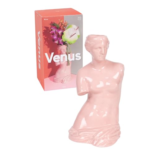 DOIY - Moderne dekorative Vase - Design in Form der griechischen Göttin Venus - Hergestellt aus Keramik - Blumenvase - Dekorativer Blumenhalter - Rosa - 16x16x31 cm von Doiy