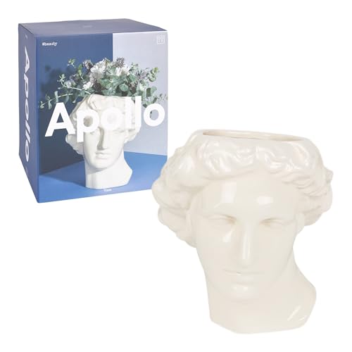 DOIY - Moderne dekorative Vase - Design in Form des griechischen Gottes Apollon - Hergestellt aus Keramik - Blumenvase - Dekorativer Blumenhalter - Weiß - 20x20x23,4 cm von Doiy
