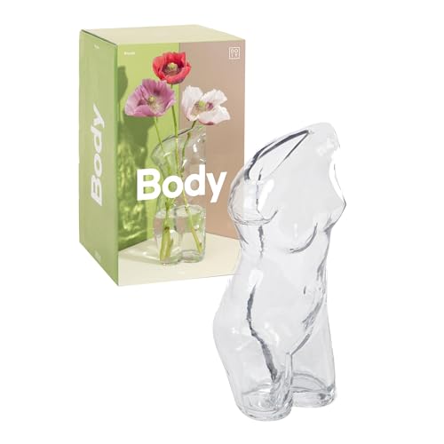 DOIY - Moderne dekorative Vase - Design in Form eines weiblichen Körpers - Hergestellt aus Glas - Blumenvase - Dekorativer Blumenhalter - Transparent - 13x15x27 cm von Doiy