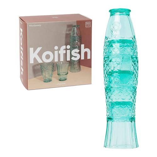 Doiy - Set Glasbecher - Design in Form eines Fisches - Hergestellt aus Glas - Stapelbare Dekorationsgläser - Spülmaschinenfest - Farbe Minze - 8,3x8,3x32,5 cm - 4 Stück von Doiy