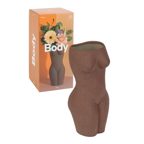 DOIY - Moderne dekorative Vase - Weibliche Körperform - Aus Keramik - Blumenvase - Dekorative Vase - Braun - 10,5x10,1x23 cm - Farbe: Braun - 10,5x10,1x23 cm von Doiy