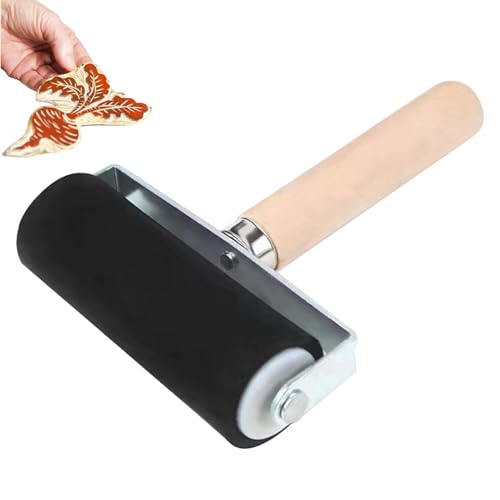 Doiyislem Bastelwalze - Stempelroller Mit Griff Aus Holz | Pinsel Und Tintenapplikator Für Stempelpapier, Drucken Und Malen von Doiyislem