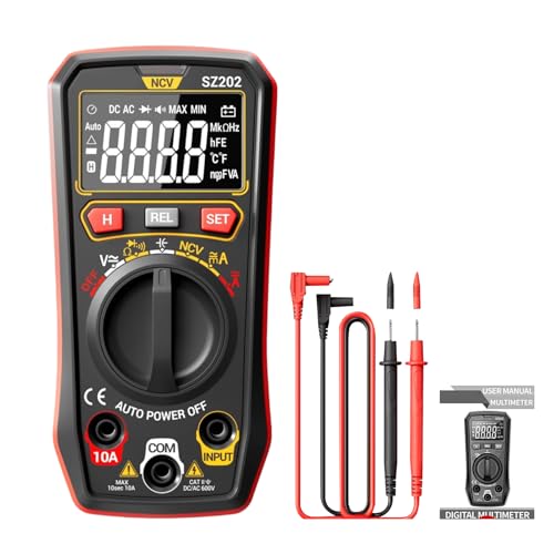 Doiyislem Digitales Multimeter Prüfgerät - Präzise 4000 Counts Automatische Abschaltung Test - Elektrisches Multimeter Für Den Haushalt Mit Spannungsprüfer - Für Strom Widerstand Kapazität Und von Doiyislem
