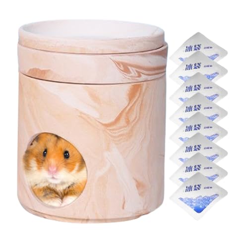Doiyislem Hamster Versteck,Kühlbarer Hamsterkäfig - Kühlraum mit acht Eispacks für Tierpflege zum Nisten, Verstecken, Spielen und Ruhen bei Indoor und Outdoor Nutzung für Kleintiere wie Rennmäuse, von Doiyislem