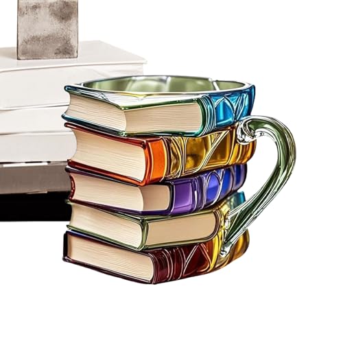 Doiyislem Kaffeebecher To Go,Handgefertigte 3D Buch Glas Teetasse in Farben - Multifunktionales Küchenzubehör Trinkbecher Geschenkidee für Leser Bücherwurm Doiyislem Kaffeebecher To Go,Handgefertigte 3D Buch Glas Teetasse in Farben - Multifunktionales Küchenzubehör Trinkbecher Geschenkidee für Leser Bücherwurm von Doiyislem