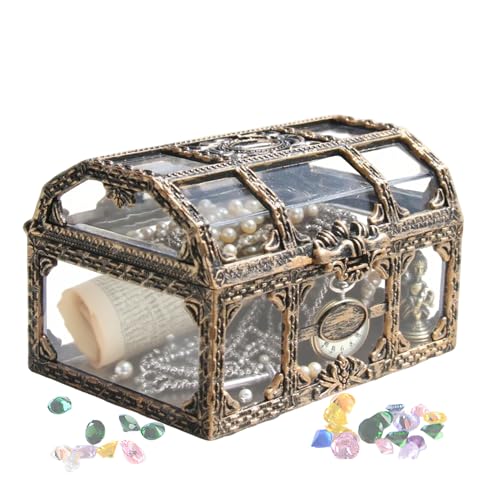 Doiyislem Piratentruhe Transparent - Piratentruhe Spielzeug | Tragbare Kiste Vintage Behälter für Karneval Mädchen Süßigkeiten Erinnerungsstücke Halloween Junge Kleinigkeiten Bühnenrequisiten von Doiyislem