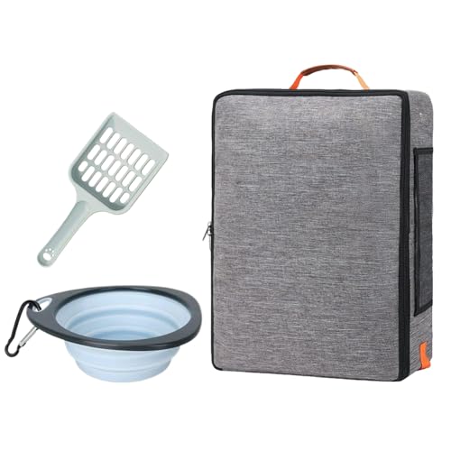 Doiyislem Reisekatzentoilette - Reise Katzenklo Mit Hartem Boden | Wasserdicht Mit Deckel Und Tragegriff Leckgeschützt Leicht Zu Transportieren Faltbar Für Auto Flugzeug Und Road Trip | Für Reisen von Doiyislem