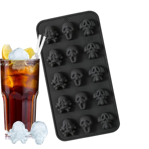 Doiyislem Totenkopf würfel Form,-Skelettkopf-Herstellungsform - 15-Fach Auslöseform Einfaches Entformen Backzubehör Kühlwürfel Form Für Partys Getränke Champagner Whiskey Cocktails Doiyislem Totenkopf würfel Form,-Skelettkopf-Herstellungsform - 15-Fach Auslöseform Einfaches Entformen Backzubehör Kühlwürfel Form Für Partys Getränke Champagner Whiskey Cocktails von Doiyislem