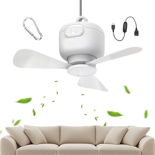 Doiyislem Tragbarer Deckenventilator - Deckenventilator Mit Kabelloser Fernbedienung Für Pavillon - Luftgebläse Mit Aufhängehaken Für Luftzirkulation In Camping Werkstatt Schlafzimmer Garage Terrasse von Doiyislem