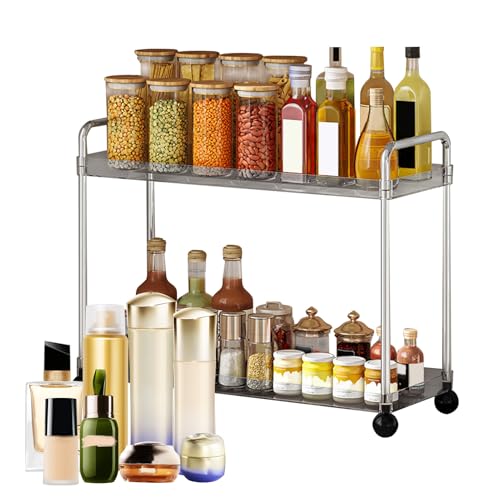 Doiyislem Vanity Organizer Arbeitsplatte | 2 Ebenen Gewürzflaschen - Platzsparender Organizer Für Schminktisch Nachttisch Kleiderschrank Küche von Doiyislem